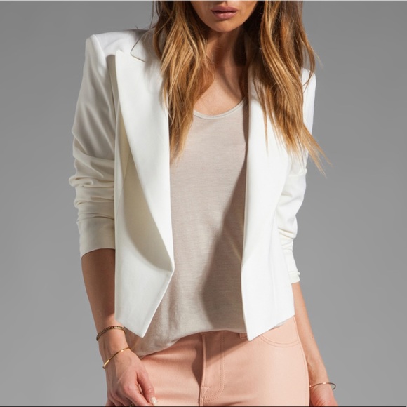 Theory Jackets & Blazers - THEORY White Buttonless Blazer